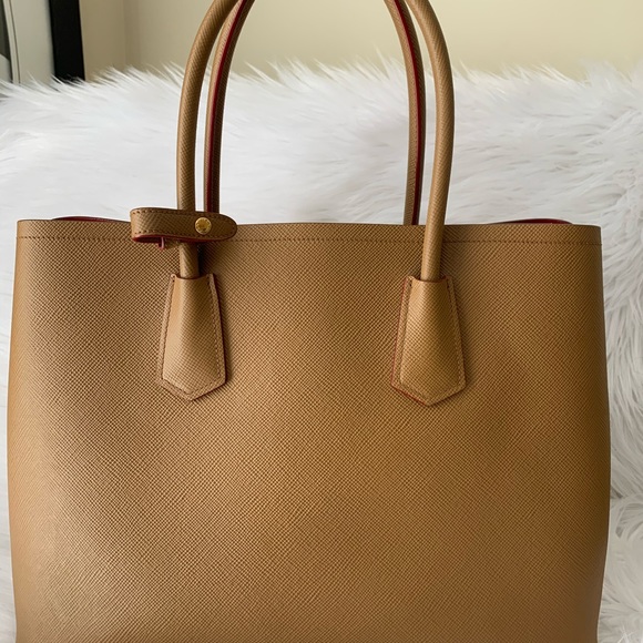 Prada Cuir Double Bag- Saffiano Caramel Leather - Picture 4 of 16